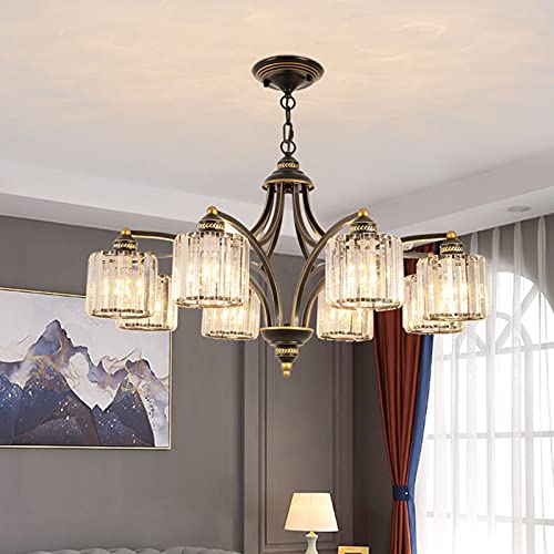 Plafonnier rétro E27 noir et or à 5 lampes pour salon