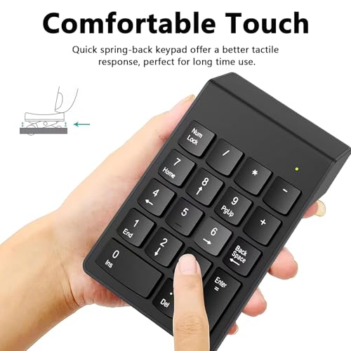 LOOBOAKY Wireless Number Pads, Numeric Keypad Numpad, Financial Accounting Number Keyboard, Mini 2.4G 10 Keys Keypad USB Keypad for Laptop, PC, Desktop, Surface Pro, Notebook, EliteBook MateBook