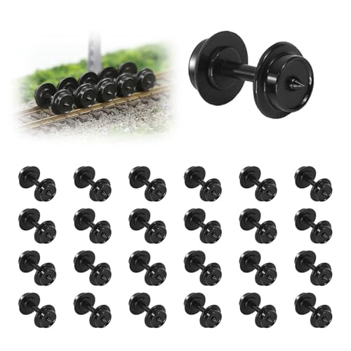 Evemodel 24 Stück Spur N 1:160 Modell Radsätze POM Kunststoff Achse Rad Räder Spur N Wagen für Modelleisenbahn