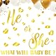 NQEUEPN Gold Gender Reveal-Aufkleber Selbstklebend Geschlecht Offenbaren Dekoration Aufkleberschild für Babyparty-Party für Wand