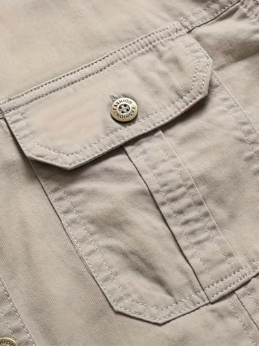 Image of FABRIPPLE Men's Cargo Jacket Shirt | 100% Cotton | 6 Pocket Utility Overshirt | Casual & Outdoor Wear | Breathable & Lightweight Fabric