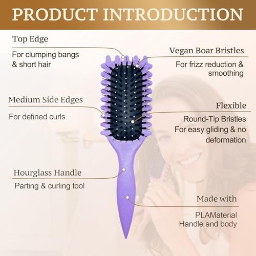 ENGHEK Curly Hair Brush, Bounce Curl Brush for Curl Hair, Curl Defining Brush for Women Men, Detangling Curl Brush Boar Bristle Hair Brush Less Pulling, Hair Separation - 3