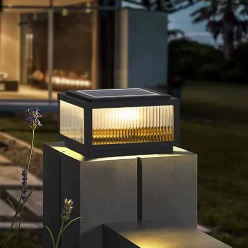 Farolas solares para Exteriores, Columna Cuadrada, lámpara Solar Moderna de Aluminio para terraza y Paisaje.