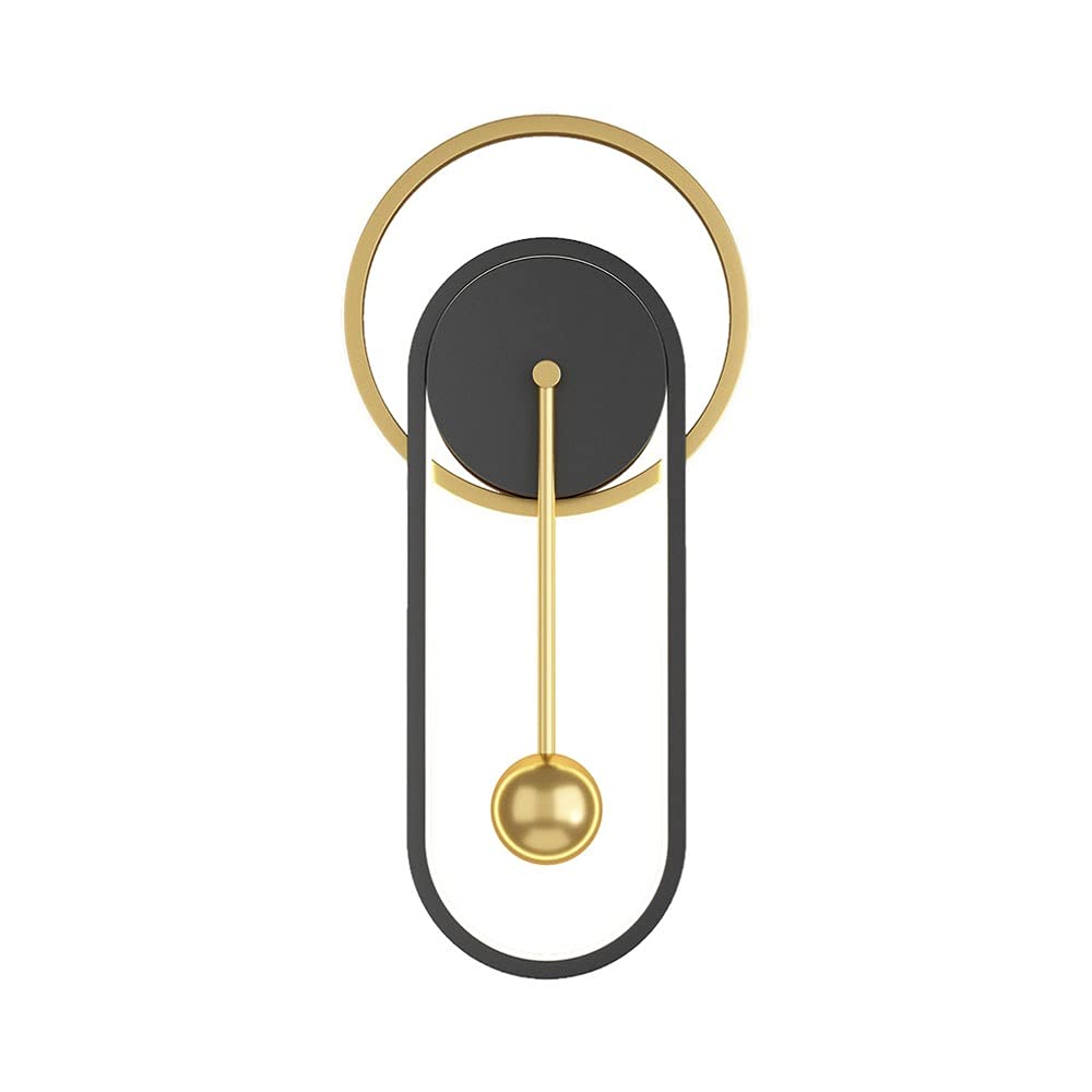 XANAYXWJ Lampada da Parete a LED Nera Lampada da Parete in Metallo Dorato, Applique da Parete da 25 W Lampada da Parete sul Comodino della Camera da Letto, Lampade da Parete a Forma di Orologio per