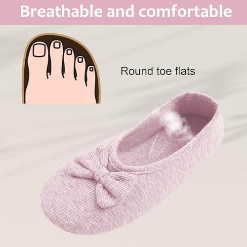 OFFCUP Damen Hausschuhe, Memory Foam Leicht Frottee Hausschuhe, Gemütlich Ballerinas Faltbare Ballerinas Hüttenschuhe Indoor Antirutsch Baumwolle Warme Slippers