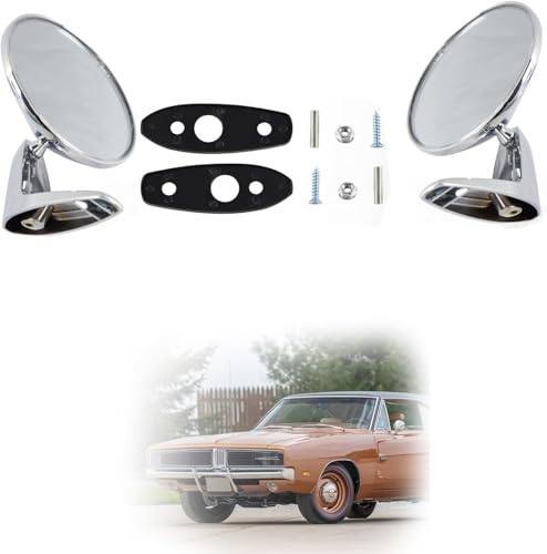 Pair(2) Door Mirrors Outside Exterior Rearview Chrome For 1966-1975 Plymouth Polara Monaco Polara Newport