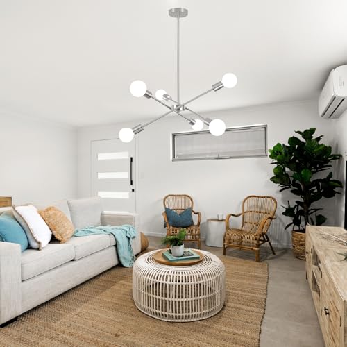 Lámpara de techo industrial E27 con 6 luces de níquel y dorado 4