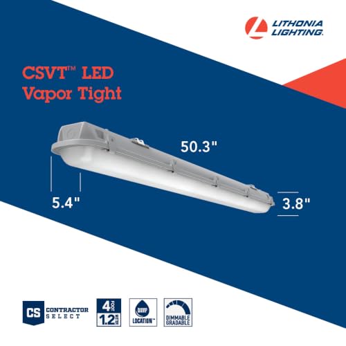 Image of Lithonia Lighting 4ft Vapor Tight LED Strip Light Adj Lumens, 3-in-1 CCT | Waterproof LED Light for Garage, Workshop, Freezer, 9-in-1 LED Strip, 3 Color Temperatures and 3 Brightness Levels, Dimmable