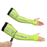 Schwer ANSI A6 Cut Resistant Gardening Sleeves with Thumb Hole, 18 inch Arm Protectors for Thin Skin and Bruising, Arm Guards for Gardening, Repairing, Kitchen, Pet Grooming (1 Pair, Yellow)