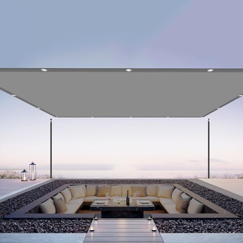 Sonnensegel Rechteckig 200 x 400 cm, Balkonumrandung Sichtschutz Sonnenschutz UV Schutz Windschutz Sonnensegel Balkon mit Ösen Und Befestigungsseile, Hellgrau
