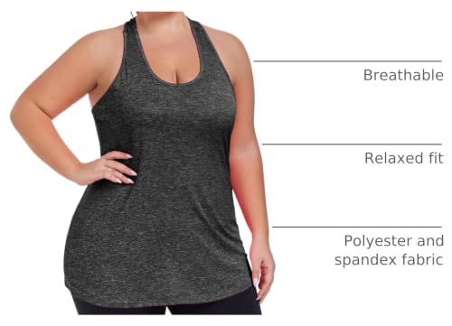 Image of ForHailey Women's Plus Size Cross Back Workout Tank Tops Athletic Shirts