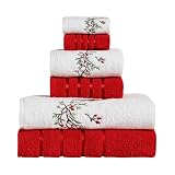 Elegant Comfort Premium Cotton 6-Piece Towel Set, Includes 2 Washcloths, 2 Hand Towels and 2 Bath Towels, 100% Turkish Cotton - Highly Absorbent and Super Soft Towels for Bathroom, Cardinal