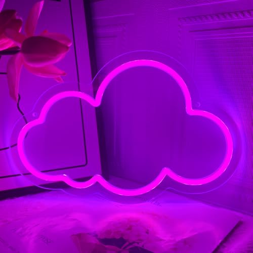 Image of Cloud Neon Sign Cute Purple Clouds LED Light Sign for Wall,13 * 7.9in Dimmable USB Floating Clouds Light Up Sign for Living Room Kid Bedroom Nursery Birthday Christmas Wedding Party decor