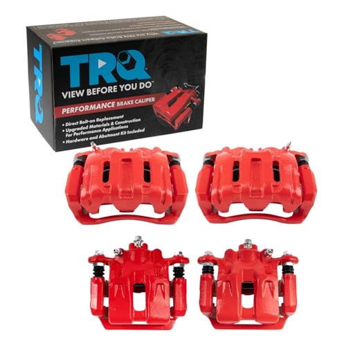 Image of TRQ Front and Rear Brake Caliper Set Coated Brackets Hardware Compatible with 2005-2010 Honda Odyssey