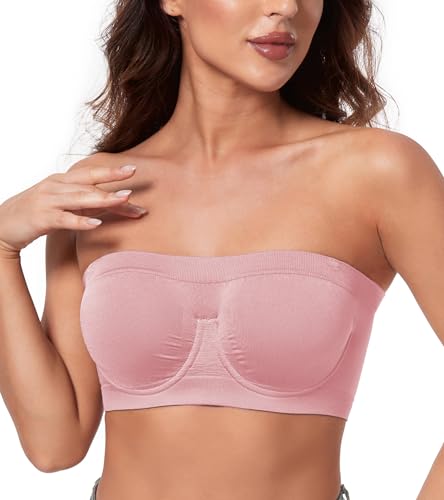 Image of HACI Women's Non Padded Strapless Bra Underwire Bandeau Seamless Multiway Supportive Tube Top