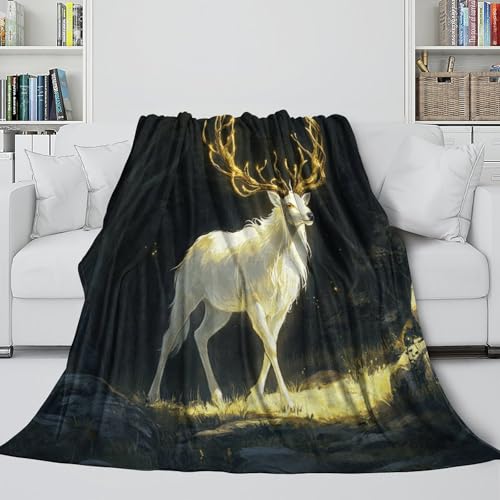 Plaid canapé chaud et léger en microfibre douce motif cerf - 5