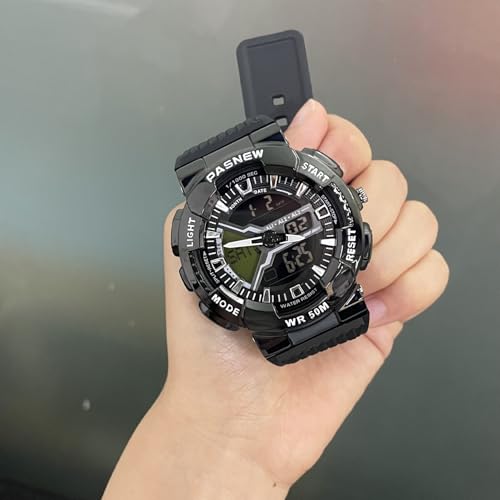 Image of PASNEW Boys' Watches - Dual Display, Large Dial Sport Watch, Black Outdoor Watch for Boys & Teens - Waterproof
