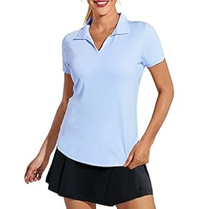 MIER Women’s Golf Polo Shirts Collared V Neck Short Sleeve Tennis Shirt, Dry Fit, Moisture Wicking