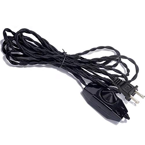 Creative Hobbies Lamp Cord W/ In-Inle Dimmer Switch And Plug, Stripped Ends Ready For Wiring -8.2 Foot Black Twist Cord #TOP17
