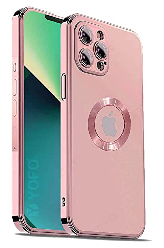 Image of YOFO Electroplated Logo View Back Cover Case for Apple iPhone 11 Pro Max [6.5] (Transparent|Chrome|TPU+Poly Carbonate) (Rose Gold)