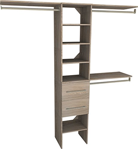ClosetMaid 1936440 SuiteSymphony Modern 16-Inch Closet Organizer with Shelves and 2-Drawers, Natural Gray