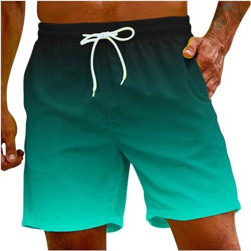 RLEHJN Swimming Trunks Men UK Sale Clearance Gradient Printed Swim Shorts Summer Surfing Boardshorts Elasticated Waist Beach Shorts Lightweight Casual Half Pants S-5XL