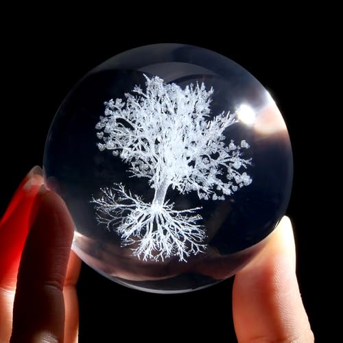 XIANNVXI Tree of Life Ornament Crystal Ball Paperweight Tree of Life Gifts Paperweight Decor Glass Ball Office Bedroom Decoration Housewarming Unusual Gifts Women - Image 3