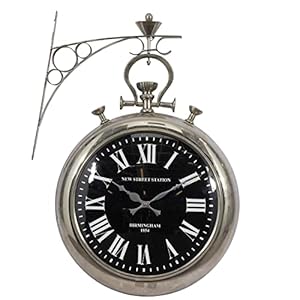 Deco 79 Stainless Steel Pocket watch Style Wall Clock, 16″ x 6″ x 22″, Silver