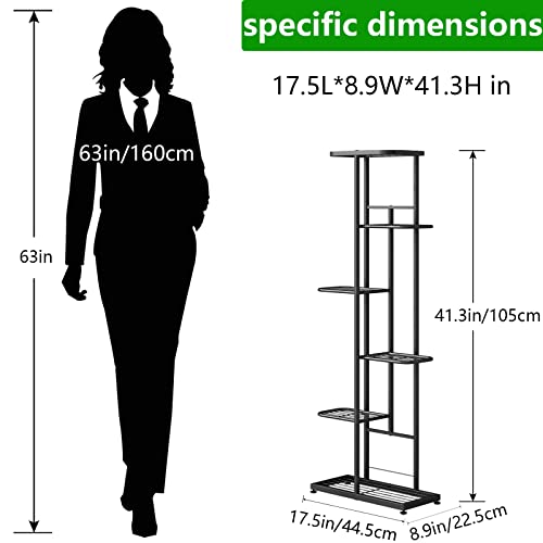 Image of LINZINAR Plant Stand Indoor Outdoor Metal 6 Tier 7 Potted Multiple Flower Pot Holder Shelf Planter Display Shelving Unit for Patio Garden Corner Balcony Living Room (6 Tier 7 Potted, Dark Grey)