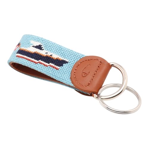 Image of Leather Hand-Stitched Needlepoint Key Fob or Key Chain