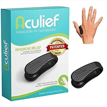 Aculief - Award Winning Natural Headache, Migraine, Tension Relief Wearable – Supporting Acupressure Relaxation, Stress Alleviation, Tension Relief And Headache Relief - 1 Pack (Regular, Black) #TOP2