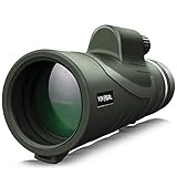 Monocular Telescope-12X42 Monocular for Bird Watching, IPX7 Waterproof HD Monocular for Adults & Kids with Smartphone Holder & Tripod for Bird Watching, Hunting, Camping, Wildlife Scene, Jungle Green