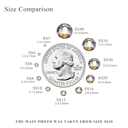 Image of 1440PCS SS4 Crystal Glass Flatback Rhinestones, Round Flat Back Crystal Gems for Nail Art and Craft Clothes, Glue Fix Diamond Stones Golden Shadow /Champagne (1.5-1.7mm)