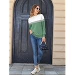 Sweatshirt Damen Pullover Winter Elegant Langarm Rundhals Oberteile Farbblock Casual Langarmshirt Ohne Kapuze – Bild 4