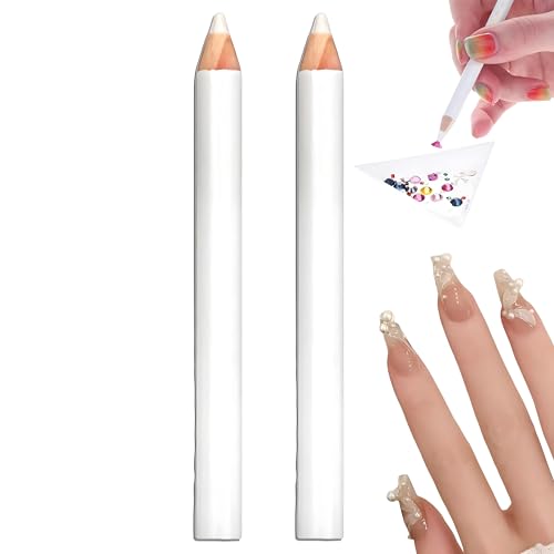 Weiße Nailart Stifte Nagelstift Die Nagelspitze,2 Stück Weißer Nagelbleistift Nagelaufhellungsstifte French Manicure Pen DIY Nail Art Supplies Nageldesign Nagellack Stift Nagelpflegestift(8.5CM)