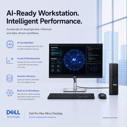 Image of Dell Pro Max Micro FCM2250 Desktop, NVIDIA RTX A1000 8GB, Intel Ultra 7 265