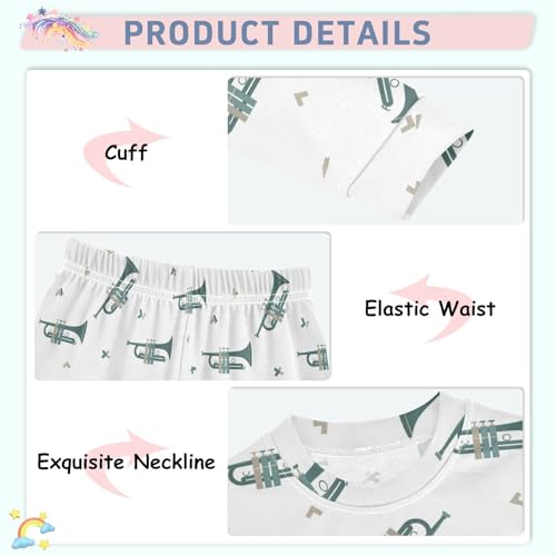 Pajama Sets Long Sleeve Musical Instrument Trumpet Soft Comfy Sleepwear 2 Piece PJS 3-8T4
