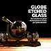 Chef's Star Whiskey Decanter Set for Men- Etched Globe Decanter Set with 2 Glasses, for Whiskey, Bourbon, Whiskey Stones, Liquor Gift Set, 850ml (28 oz)