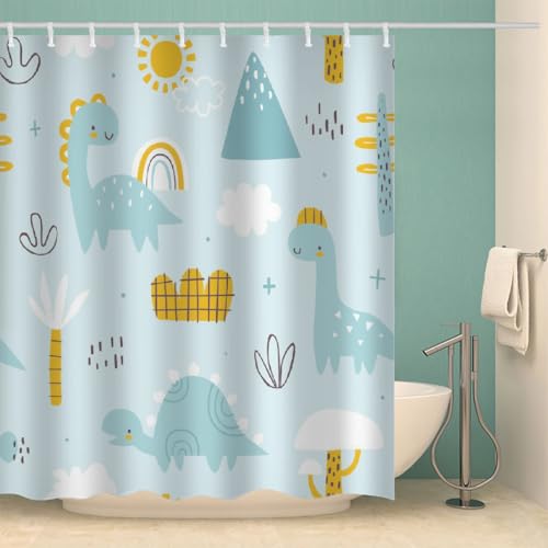 Rideaux de douche en tissu polyester haut de gamme avec impression 3D dinosaure durable