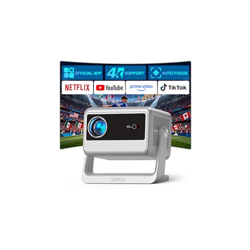 Smart Beamer 4K Heimkino [Netflix Ready & 30000L] VOPLLS Autofokus/Trapezkorrektur 3D Dolby Audio Handy Projektor, WiFi6 Bluetooth Full HD 1080P Beamer Outdoor für PC/Fußball & WM Filmabende