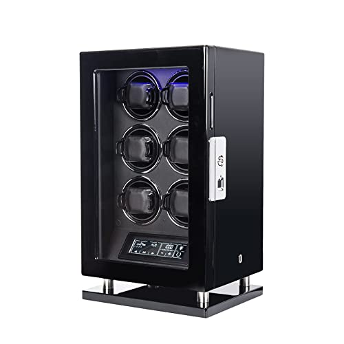 JEROOP Remontoir pour Montres 2/3/4/6/8 - Verrouillage d'empreintes digitales 2 en 1 et Verrouillage des Touches à déverrouiller, Tapis de Montre réglable, avec éclairage LED Cover