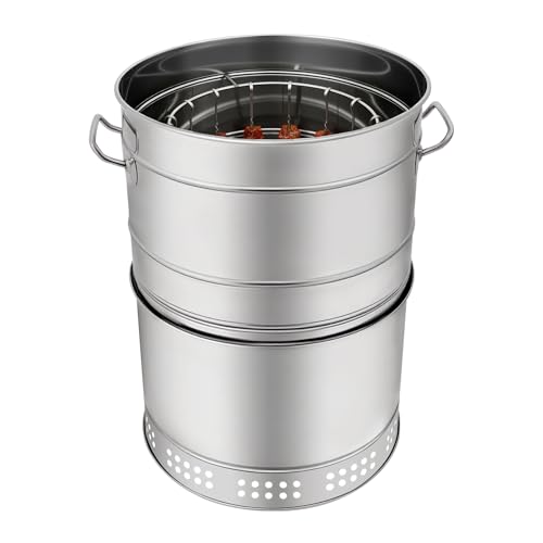 Stainless Steel Portable Charcoal Grills, BBQ Grill Round Barrel Outdoor