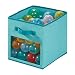 Produktbild iDesign Stoffbox, kleine Aufbewahrungsbox aus Baumwoll-Polyester-Mischung für Schrank, Schlaf- und Kinderzimmer, faltbare Ordnungsbox mit 2 Griffen und Sichtfenster, türkis