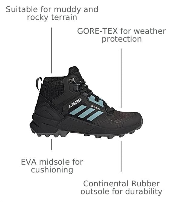 Image of Adidas Women's Zapatilla Terrex Skychaser 2 GTX W Low Rise Hiking Boots, Core Black Mint Ton Grey Five, 8 UK