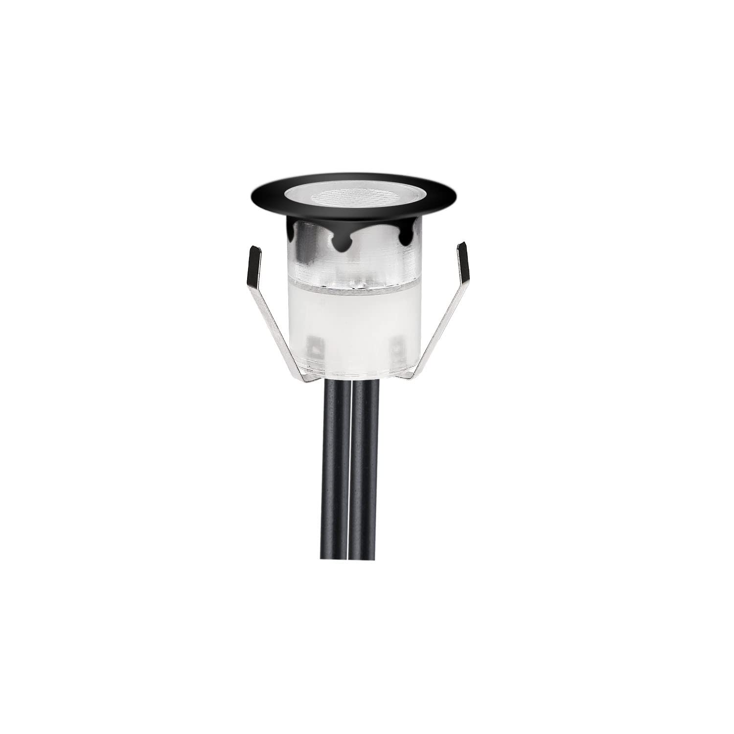 Led Spot Mini Zewnętrzna, Oprawa podtynkowa 30 mm IP 67 Oświetlenie Schodów Zewnętrznych Led Wbudowany DC 12V 0,6W do basenu krajobrazowego (rgb(czarny) 10 zestaw)