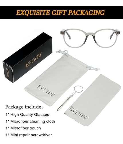 Image of EYLRIM Classic Round Glasses for Women Men Circle Frame Blue Light Glasses Nerd Eyeglasses