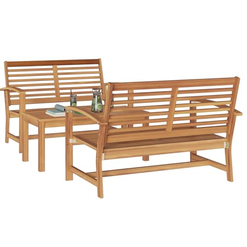 vidaXL Ensemble de canapé de Jardin 3 pcs Naturel Bois de Teck Massif, Canapé Moderne pour Jardin et terrasse, mobilier en Teck, Confort stylé, Design...
