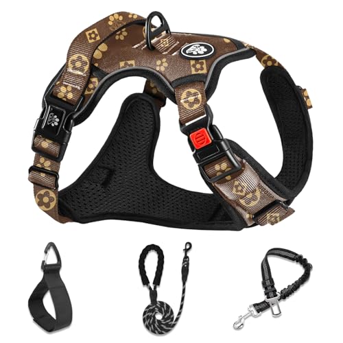 NESTROAD No Pull Dog Harness,Adjustable Oxford Dog Vest Harness with Leash,Reflective No-Choke Pet Harness with Easy Control Sof