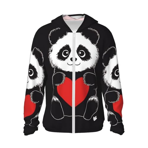 Veste de protection solaire à capuche panda zippée pour homme et femme