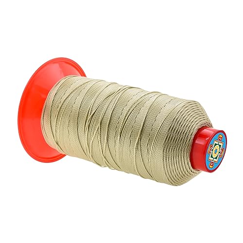 Mandala Crafts Size 346 210D T350 Bonded Nylon Thread - Beige 415 YDs Tex 350 Heavy Duty Sewing Threads for Leather, Jeans, Weaving, Outdoor Marine Upholstery